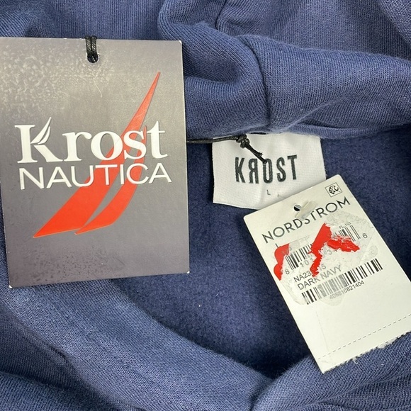 NWT Krost x Nautica Fair Winds Vented Hoodie Sweatshirt Blue Side Tie Sz L - Picture 12 of 16